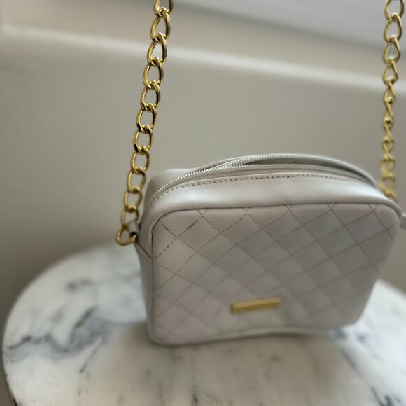 IMAN Handbags - IMAN Quilted White Leather Crossbody Bag